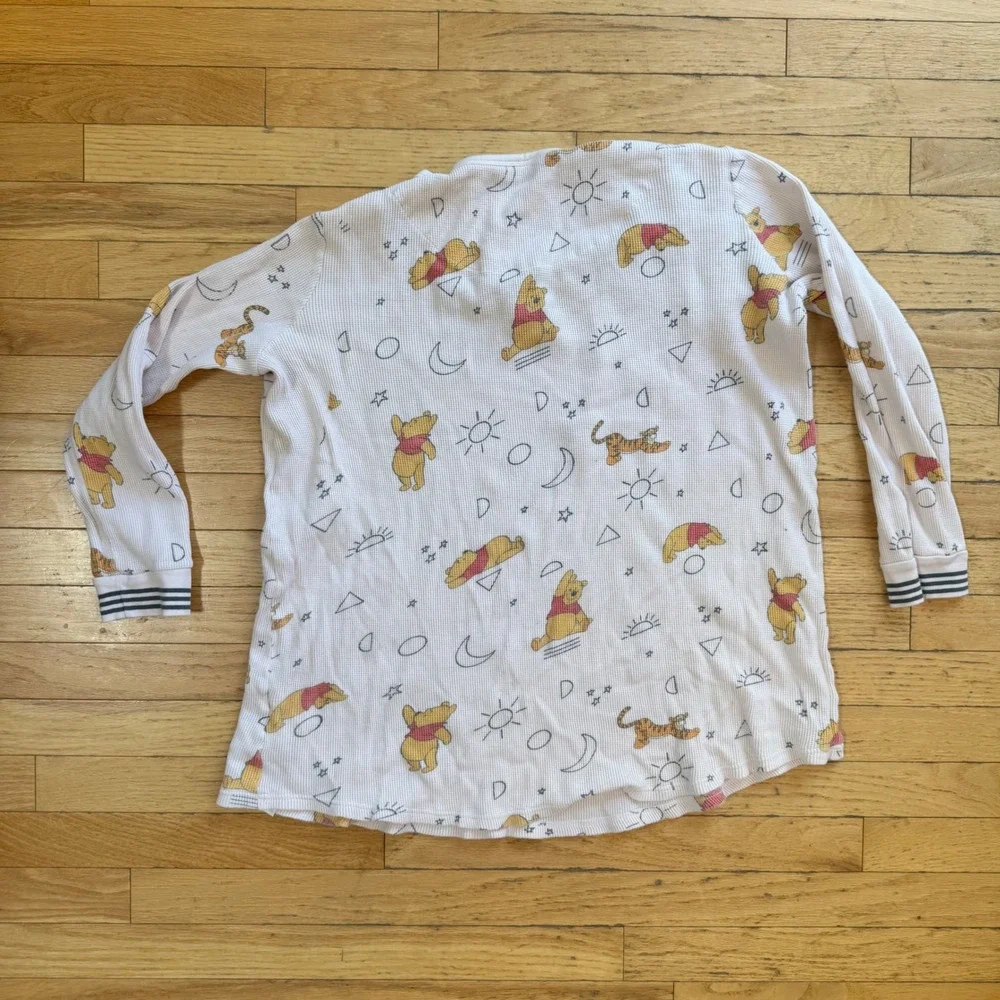 Disney Winnie the Pooh Tigger Waffle Knit Thermal Pajama Top White XL Loungewear - Picture 7 of 9